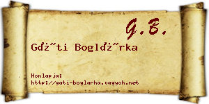Gáti Boglárka névjegykártya